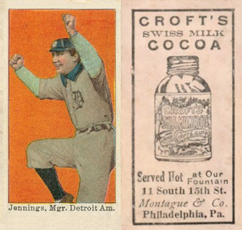 1909 Croft's Cocoa Jennings, Mgr. Detroit Am. # Baseball Card