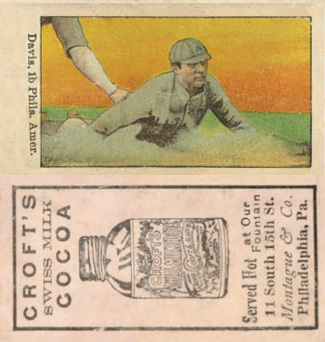 1909 Croft's Cocoa Davis, 1b Phila. Amer. # Baseball Card