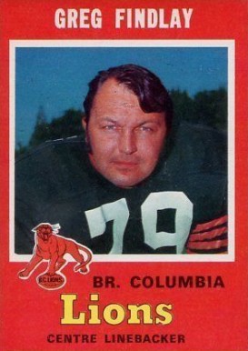 1971 O-Pee-Chee CFL Greg Findlay #42 Football Card