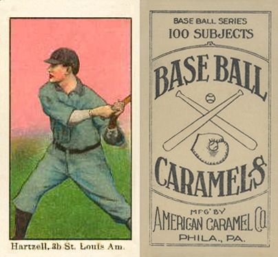 1909 E90-1 American Caramel Hartzell, r.f. St. Louis Am. # Baseball Card