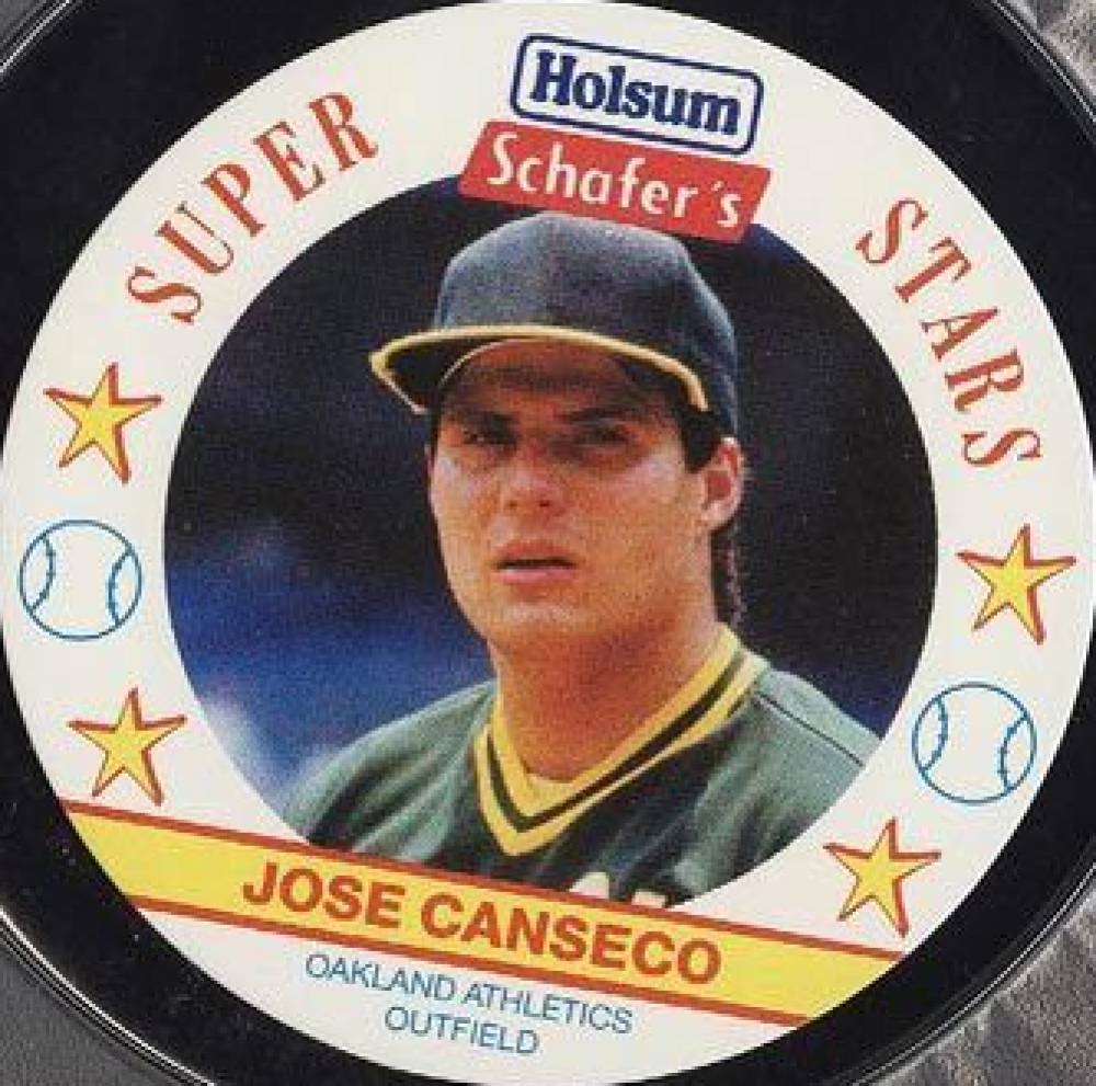 1989 Holsum/Schaefer's Super Stars Discs Jose Canseco #5 Baseball Card