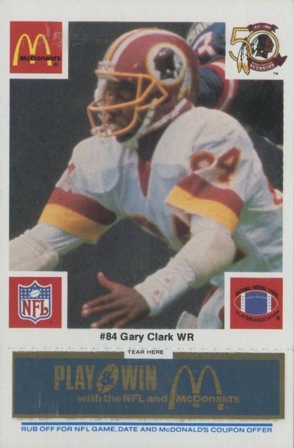 1986 McDonald's Redskins Gary Clark #84 Football Card