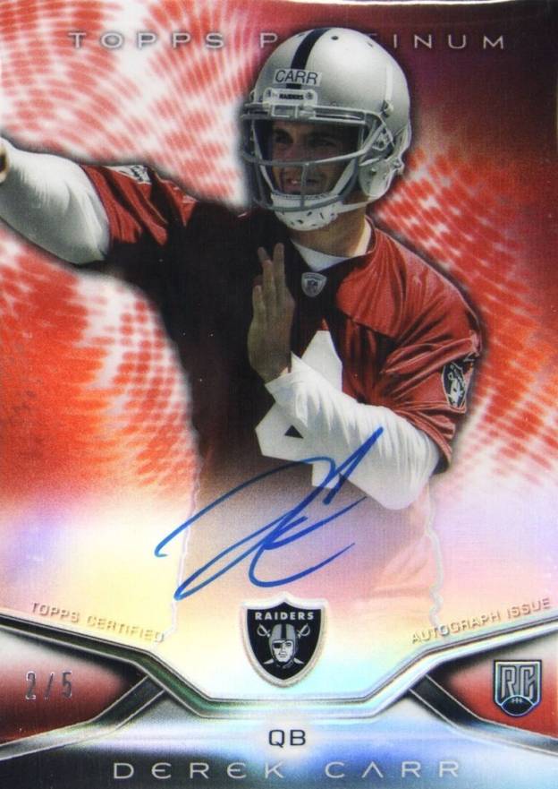 2014 Topps Platinum Rookie Autograph Derek Carr #57 Football Card