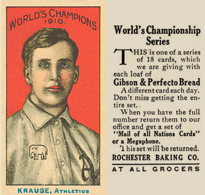 1911 Rochester Baking Krause, Athletics # Baseball Card