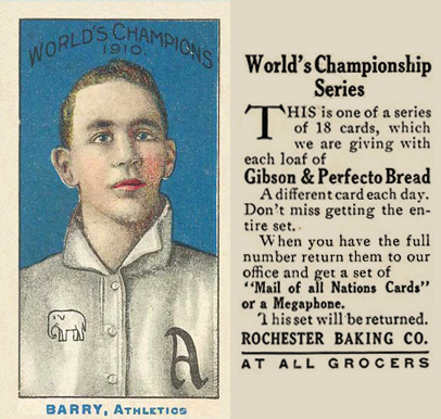 1911 Rochester Baking Barry, Athletics # Baseball Card