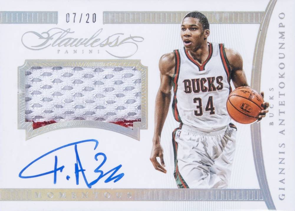 2014 Panini Flawless Momentous Autograph Memorabilia Giannis Antetokounmpo #MA-GA Basketball Card