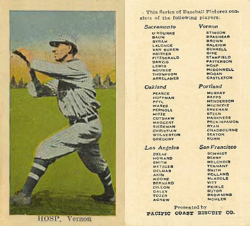 1911 Pacific Coast Biscuit Hosp # Baseball Card