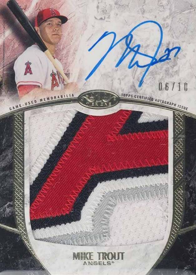 2016 Topps Tier One Prodigious Patches Autograph Mike Trout #MT Baseball Card