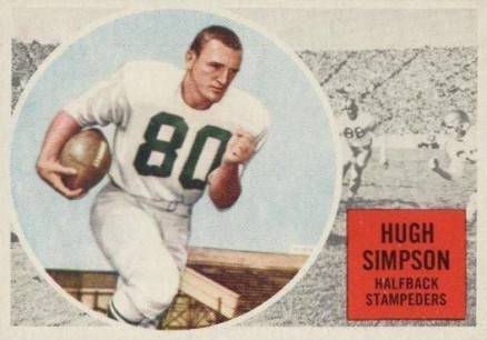 1960 Topps CFL Hugh Simpson #29 Football Card