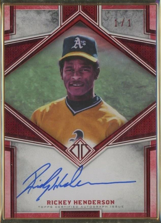 2019 Topps Transcendent Framed Transcendent Autographs Rickey Henderson #RH Baseball Card