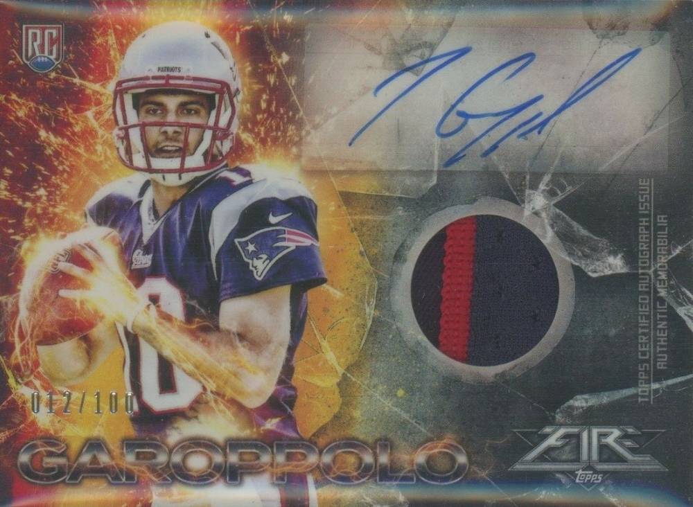 2014 Topps Fire Rookie Autographed Patches Jimmy Garoppolo #JG Football Card