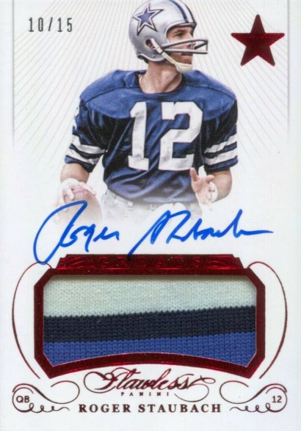 2015 Panini Flawless Greats Patch Autographs Roger Staubach #GPARS Football Card