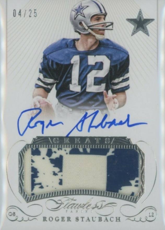 2015 Panini Flawless Greats Patch Autographs Roger Staubach #GPARS Football Card