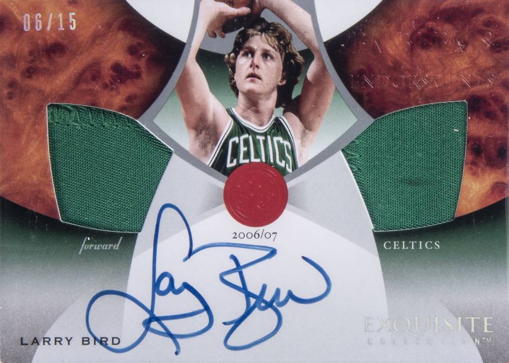 2006 Upper Deck Exquisite Collection Emblems of Endorsements Larry Bird #EM-LB Basketball Card