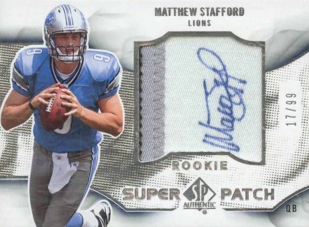 2009 SP Authentic Rookie Super Patch Autograph Matthew Stafford #RSPMS Football Card