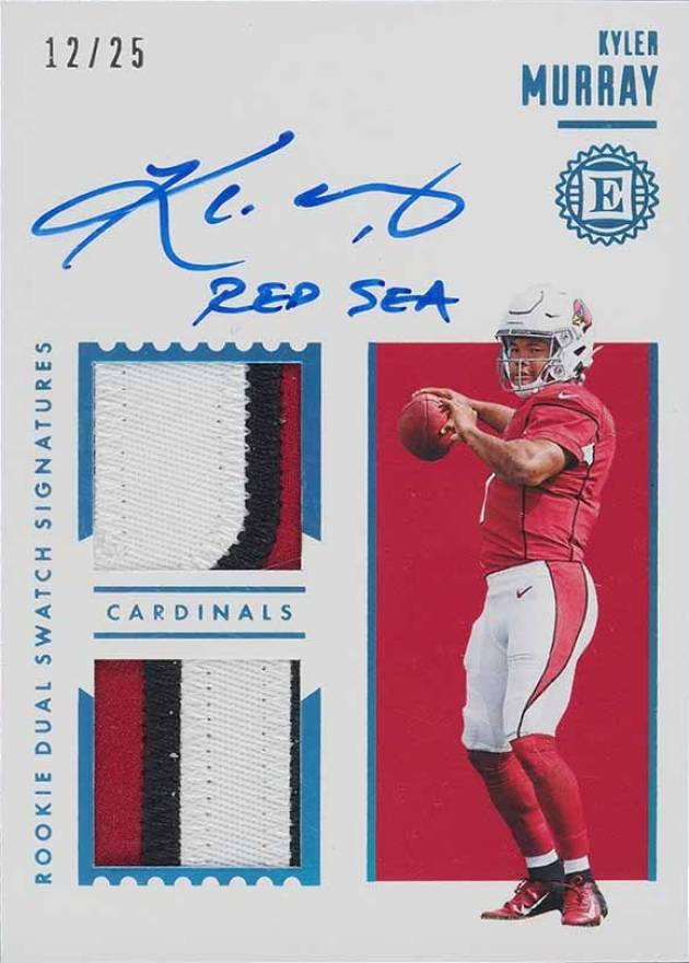 2018 Panini Encased Rookie Dual Swatch Signatures Kyler Murray #KMU Football Card