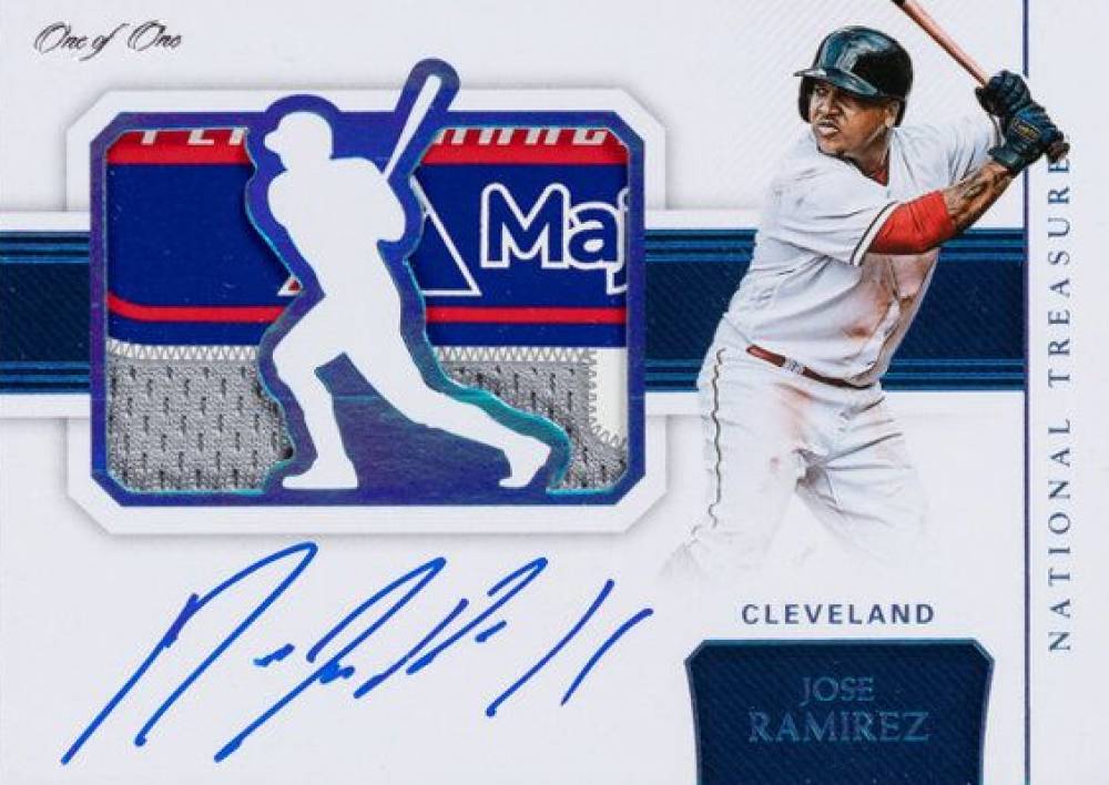 2018 Panini National Treasures Signature Jumbo Die-Cut Jose Ramirez #SJJR Baseball Card