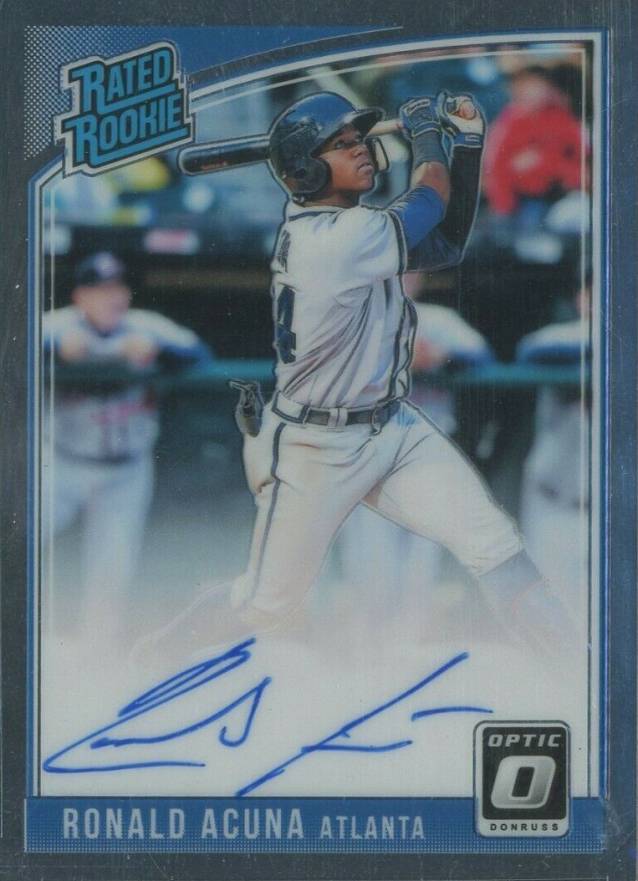 2018 Panini Donruss Optic Rated Rookie Signatures Ronald Acuna #RA Baseball Card