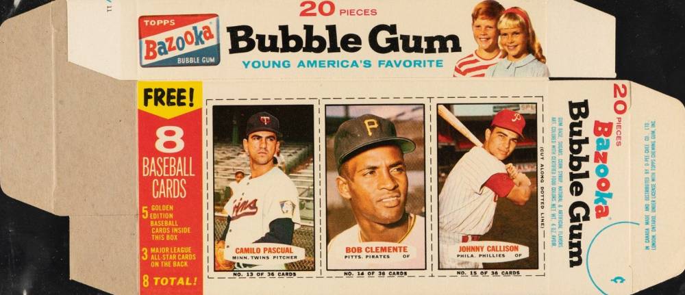 1963 Bazooka Complete Box Camilo Pascual/Roberto Clemente/Johnny Callison # Baseball Card