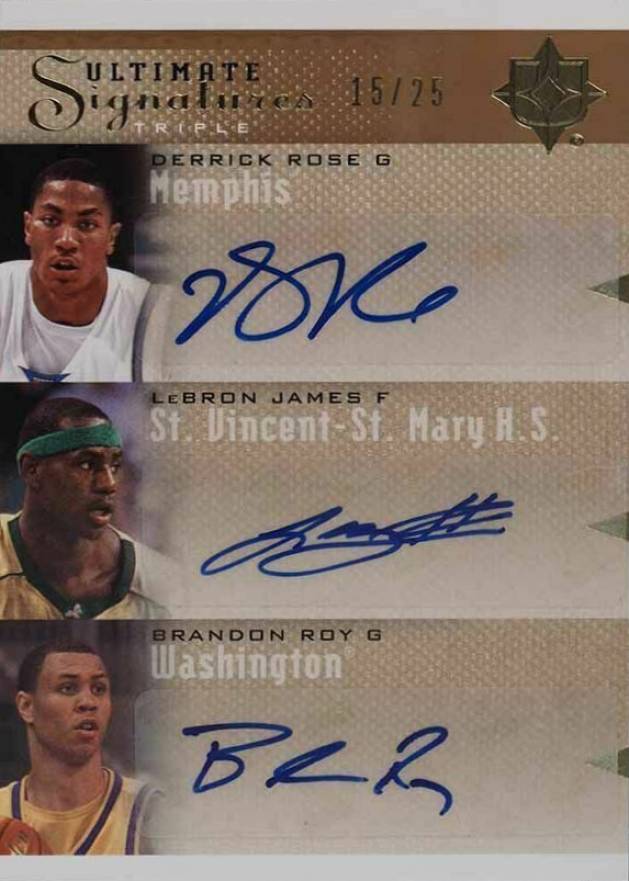 2010 Ultimate Collection Signatures Triple Rose/James/Roy #T-JRR Basketball Card