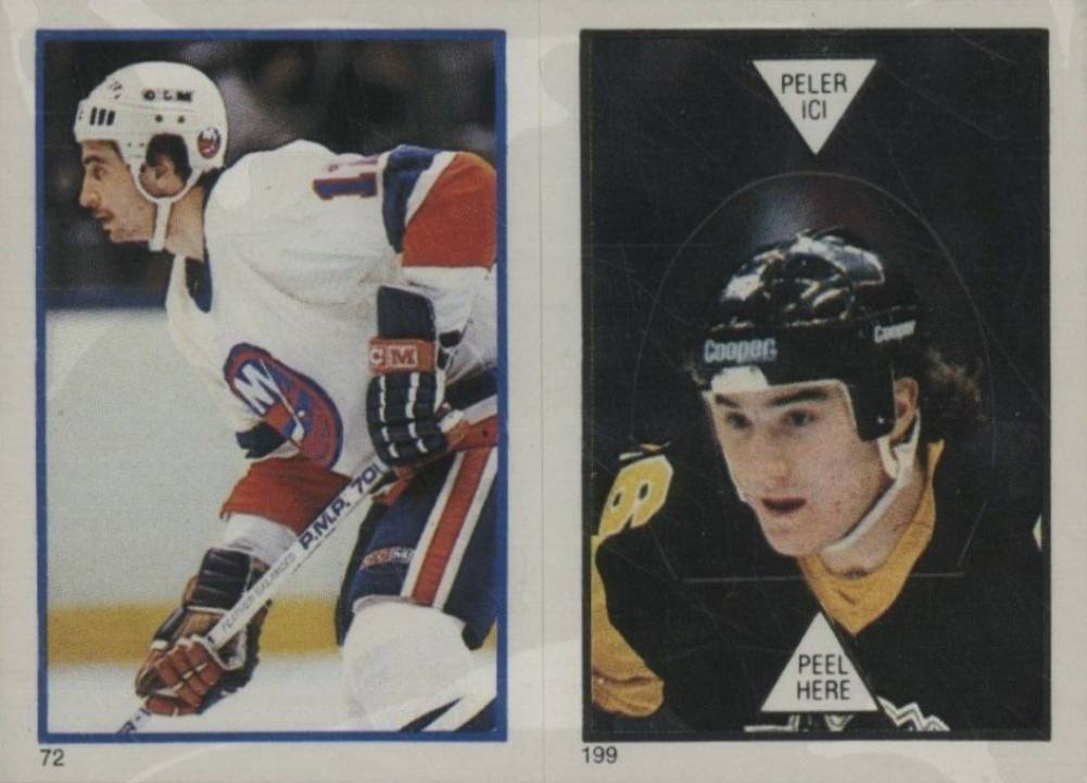 1985 O-Pee-Chee Sticker Sutter/Lemieux #72/199 Hockey Card