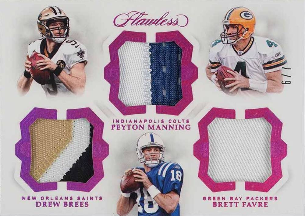 2018 Panini Flawless Triple Patches Brett Favre/Drew Brees/Peyton Manning #QB1 Football Card