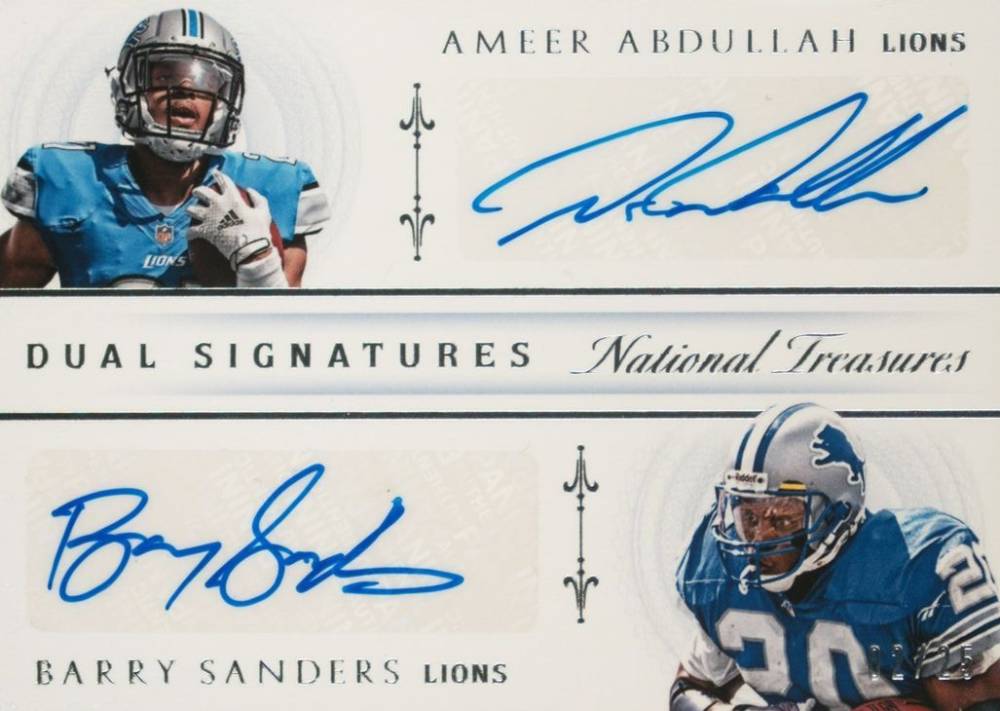 2015 Panini National Treasures Dual Signatures Ameer Abdullah/Barry Sanders #DS-AS Football Card