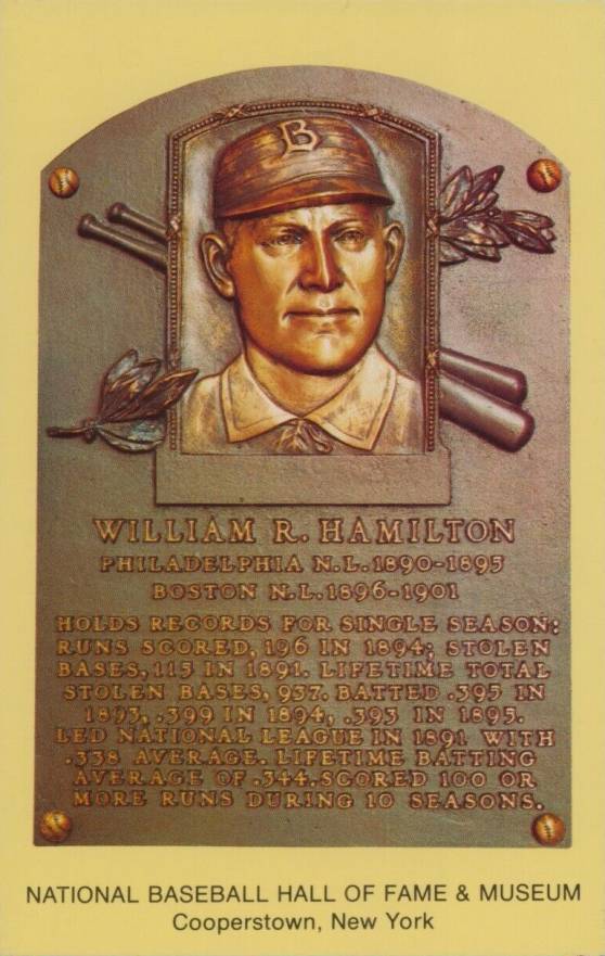 1964 DATE Hall of Fame Yellow Plaque Postcard Billy Hamilton # Baseball Card