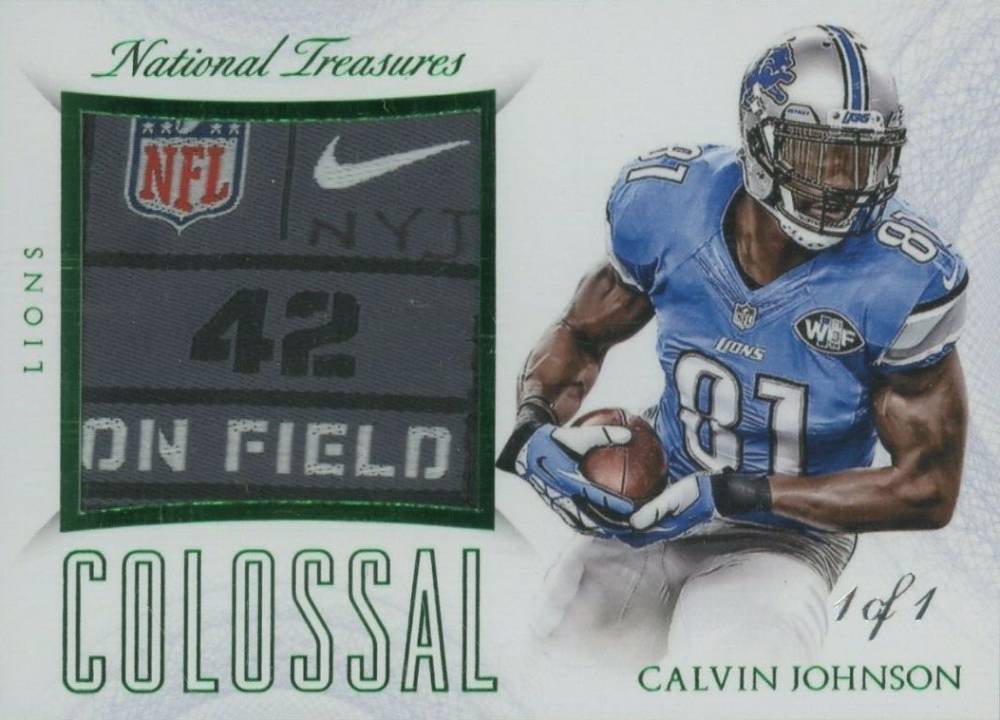 2015 Panini National Treasures Colossal Materials Calvin Johnson #CM-CJ Football Card