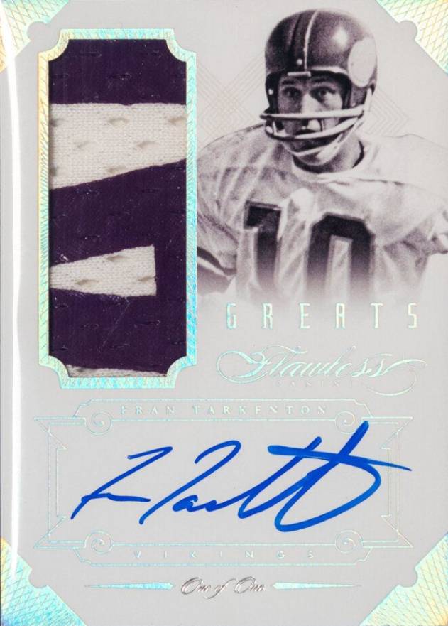 2014 Panini Flawless Greats Patches Autographs Fran Tarkenton #24 Football Card