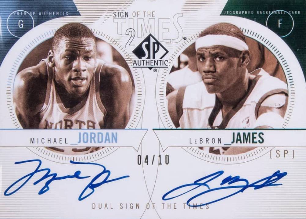 2010 SP Authentic Sign of the Times Dual Autograph Michael Jordan/LeBron James #S2-JJ Basketball Card