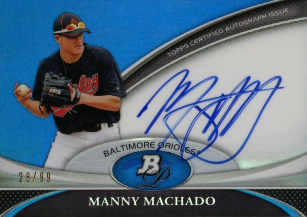 2011 Bowman Platinum Prospects Autographs Manny Machado #MM Baseball Card