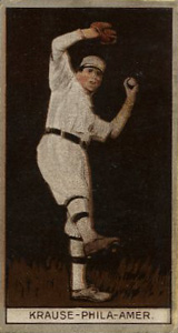 1912 Brown Backgrounds Red Cycle Harry Krause #94 Baseball Card