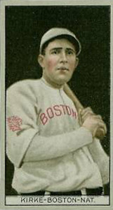 1912 Brown Backgrounds Red Cycle Jay Kirke #89 Baseball Card