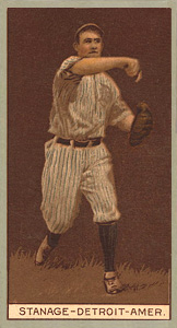 1912 Brown Backgrounds Red Cross Oscar Stanage #173 Baseball Card