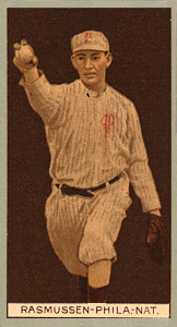 1912 Brown Backgrounds Red Cross Arthur Rasmussen #154 Baseball Card