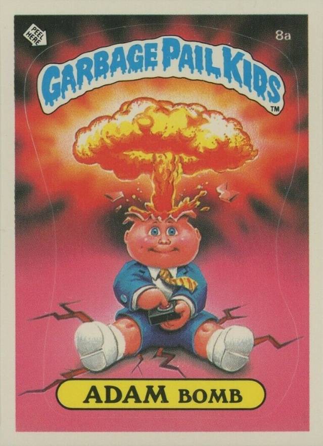 1986 Garbage Pail Kids Stickers-U.K. Minis Adam Bomb #8a Non-Sports Card