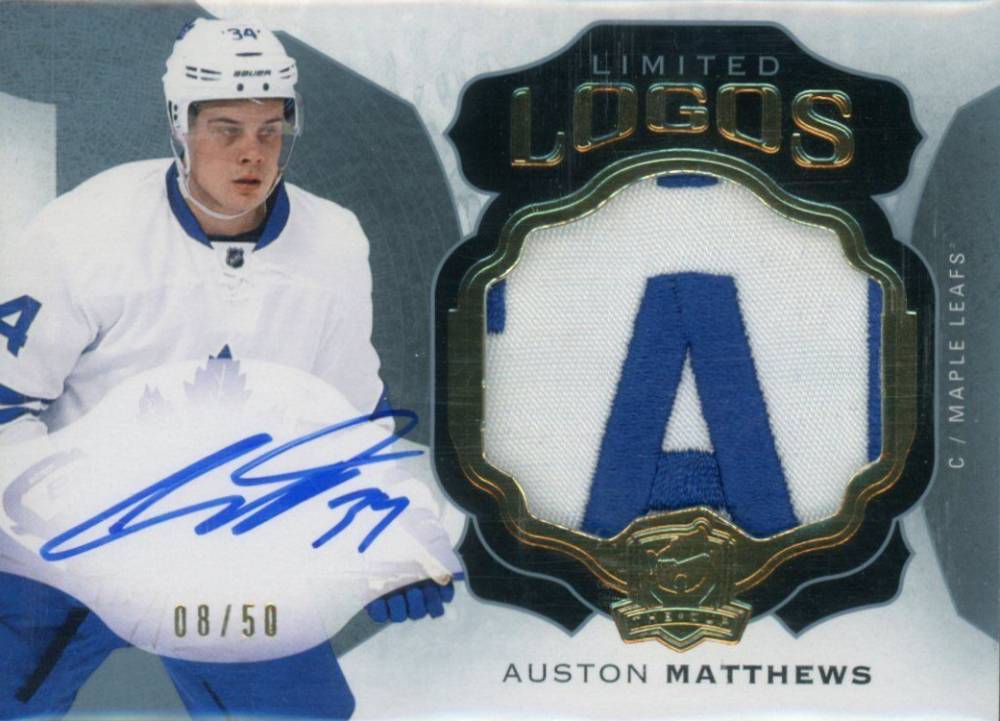 2016 Upper Deck the Cup Limited Logos Autograph Jumbo Patch Auston Matthews #LL-AM Hockey Card