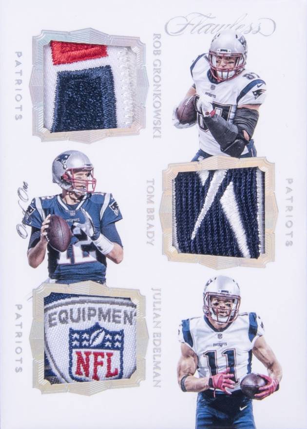 2017 Panini Flawless Triple Patches Tom Brady/Rob Gronkowski/Julian Edelman #GBE Football Card