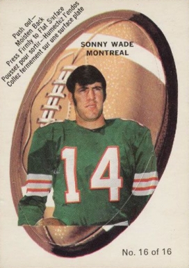 1970 O-Pee-Chee Push-out inserts Sonny Wade #16 Football Card