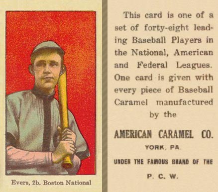 1915 American Caramel Evers, 2b. Boston Nat'l # Baseball Card