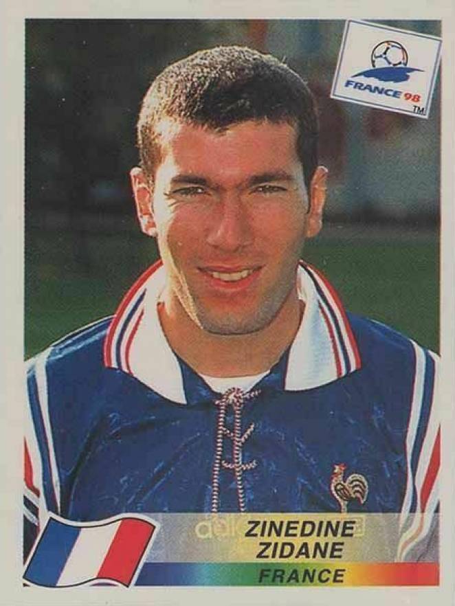 1998 Panini France '98 World Cup Stickers Zinedine Zidane #164 Soccer Card