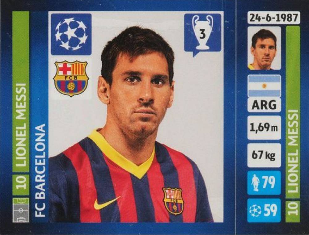 2013 Panini UEFA Champions League Stickers Lionel Messi #554 Soccer Card