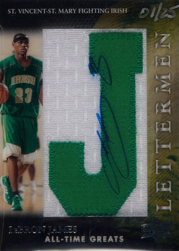 2012 Upper Deck All-Time Greats Letterman Autographs LeBron James-Letter J #L-LJ Basketball Card