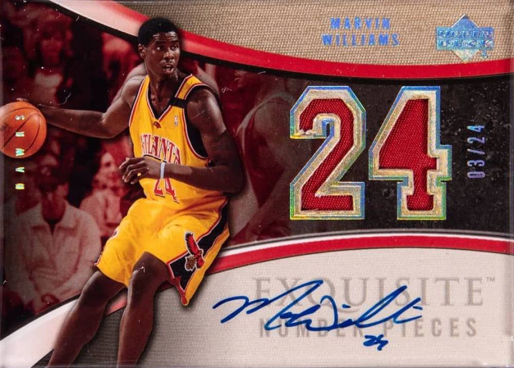 2005 Upper Deck Exquisite Collection Numbers Autograph Marvin Williams #ENMW Basketball Card