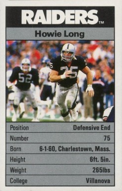 1988 Ace Fact Pack los Angeles Raiders Howie Long # Football Card