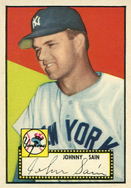 1952 Topps Johnny Sain #49bw Baseball Card