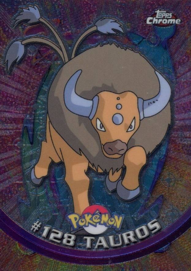 2000 Topps Chrome Pokemon T.V. Tauros #128 TCG Card