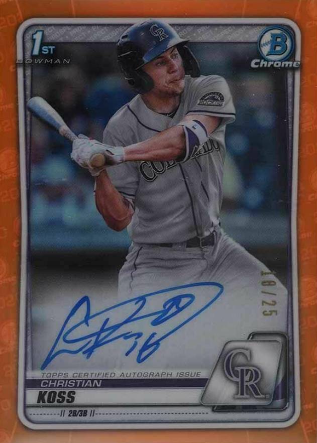 2020  Bowman Chrome Prospect Autographs Christian Koss #CPACK Baseball Card