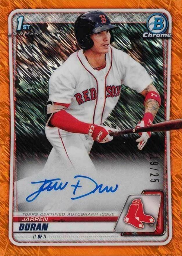 2020  Bowman Chrome Prospect Autographs Jarren Duran #CPAJD Baseball Card